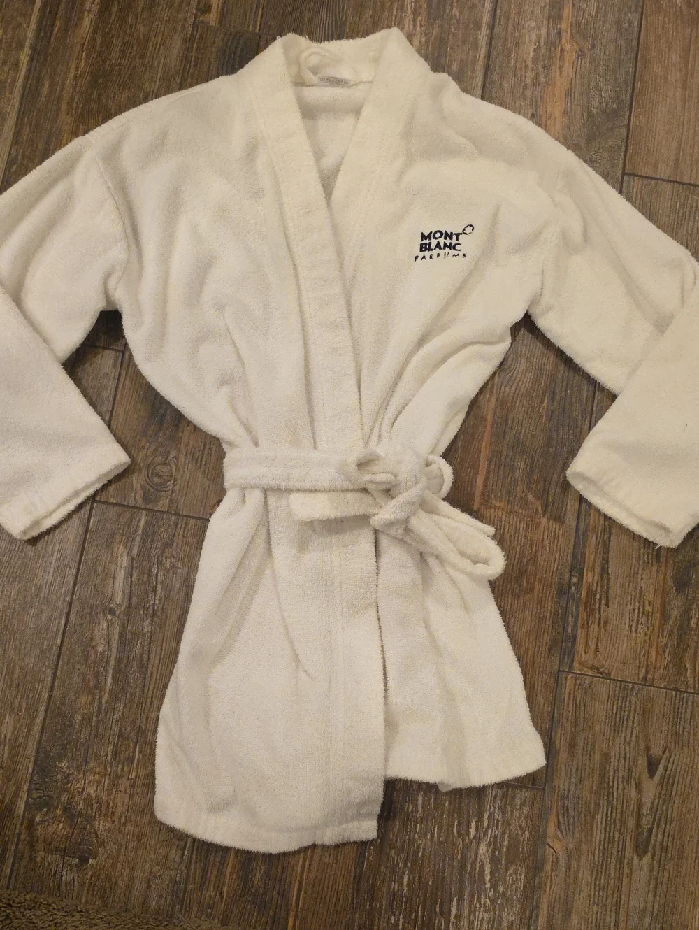 Montblanc Cream Plush Bathrobe with Embroidered Logo